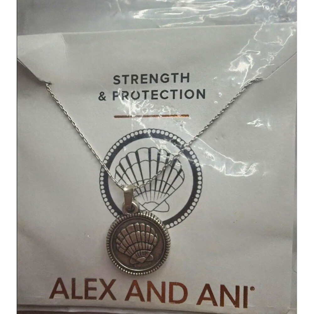 ALEX AND ANI Strength & Protection Seashell Charm Pendant Necklace Silver Tone